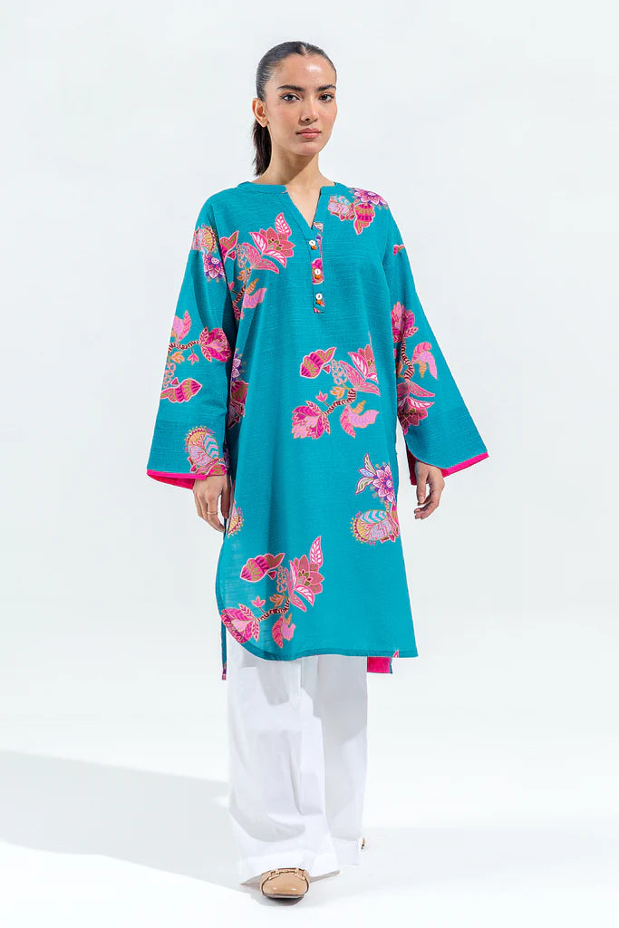 Printed Slub Khaddar Shirt (Pret) | Kurta Pakistani | Kurta Pakistani | www.malbusaat.co.uk