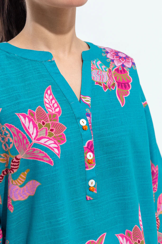 Printed Slub Khaddar Shirt (Pret) | Kurta Pakistani | Kurta Pakistani | www.malbusaat.co.uk