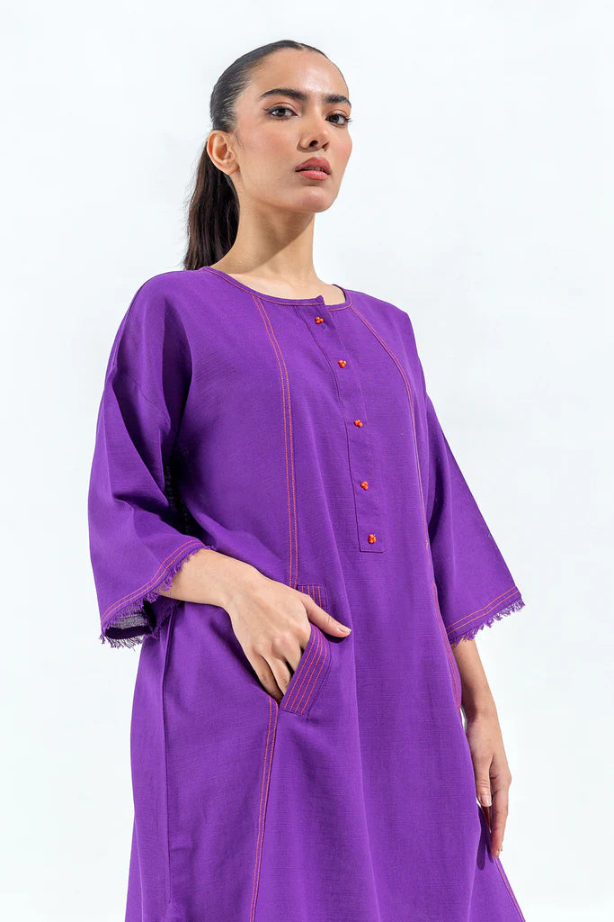 Special Fit Embroidered Slub Khaddar Shirt (Pret) | Kurta Pakistani | Kurta Pakistani | www.malbusaat.co.uk