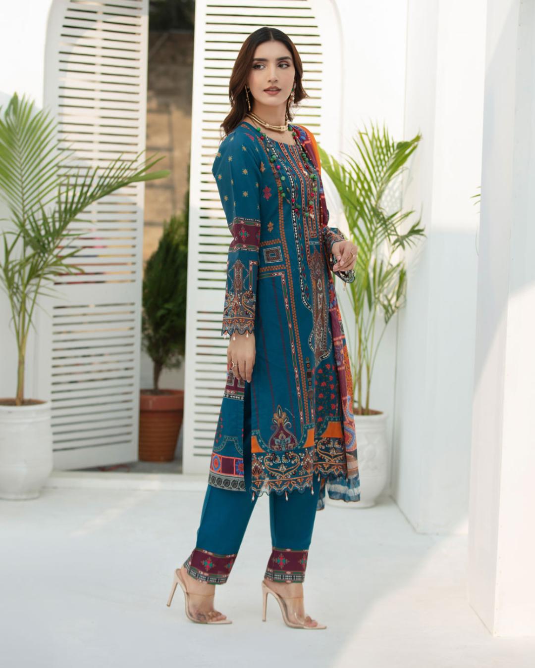 Shop Beautiful RTW Semi-Formal Dress by Malbusaat, versatile Pakistani Dresses at Malbusaat. Ready-made desi suits, Pakistani designer dresses online UK.