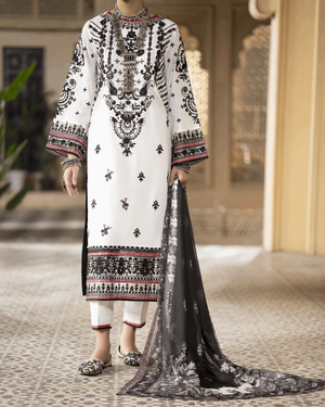 black and white pakistani designer dresses RANGREZA JANAN RR-996 - Traditional Pakistani Dress