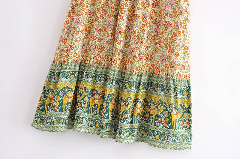 Shop Boho Vacation Floral Maxi Beach Dress Skirt by Malbusaat, versatile Skirts at Malbusaat. Ready-made desi suits, Pakistani designer dresses online UK.