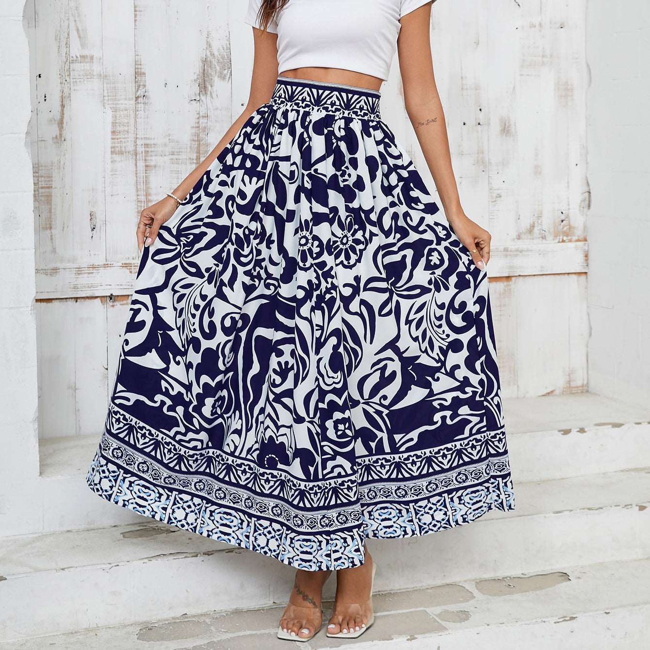 Shop Casual Bohemian Floral High Waist Midi Skirt by Malbusaat, versatile  at Malbusaat. Ready-made desi suits, Pakistani designer dresses online UK.