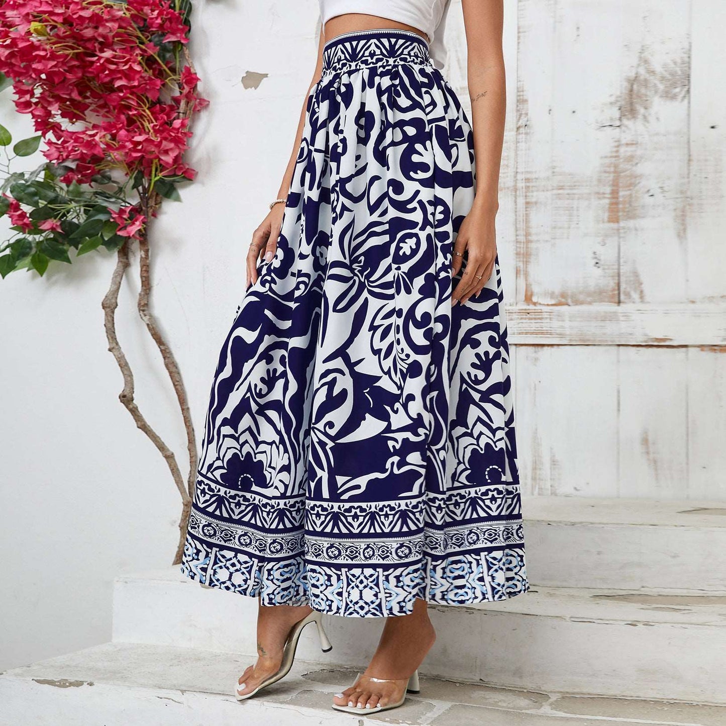 Shop Casual Bohemian Floral High Waist Midi Skirt by Malbusaat, versatile  at Malbusaat. Ready-made desi suits, Pakistani designer dresses online UK.