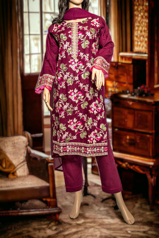 Shop EMBROIDERED MARINA FLORAL DRESS by Malbusaat, versatile Pakistani Dress at Malbusaat. Ready-made desi suits, Pakistani designer dresses online UK.