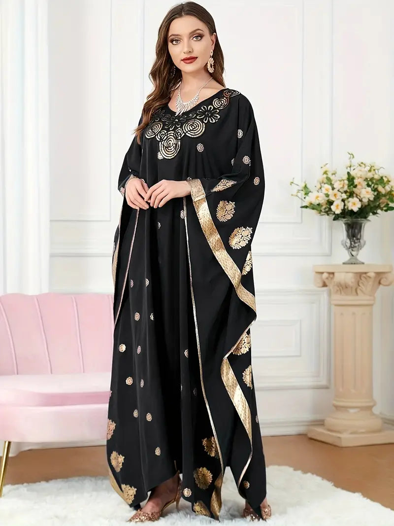 Shop Elegant Graphic Print Maxi Kaftan Abaya Dress by Malbusaat, versatile  at Malbusaat. Ready-made desi suits, Pakistani designer dresses online UK.