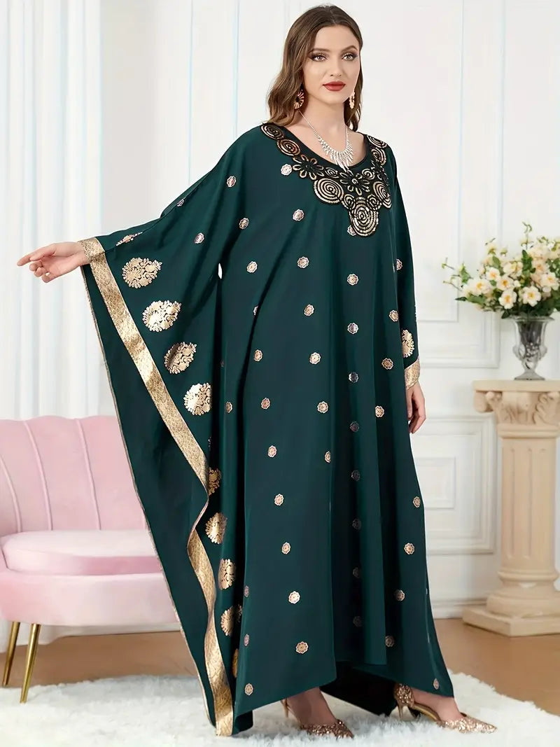 Shop Elegant Graphic Print Maxi Kaftan Abaya Dress by Malbusaat, versatile  at Malbusaat. Ready-made desi suits, Pakistani designer dresses online UK.