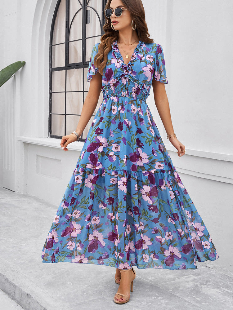 Shop Elegant Printed Maxi Dress with Waist Control by Malbusaat, versatile  at Malbusaat. Ready-made desi suits, Pakistani designer dresses online UK.