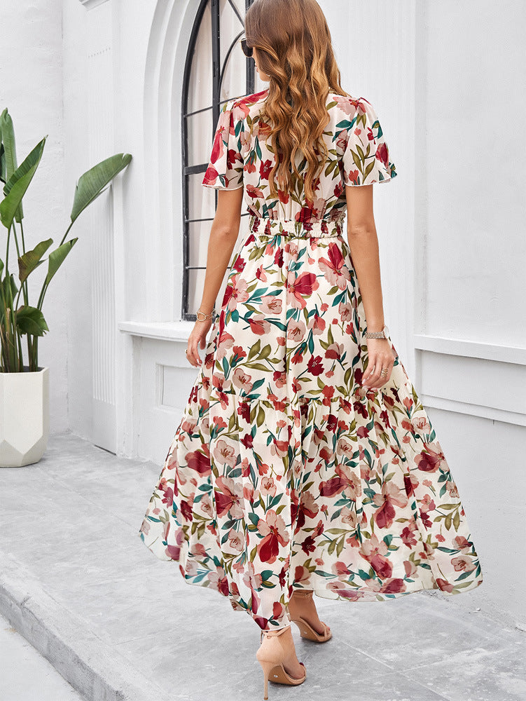 Shop Elegant Printed Maxi Dress with Waist Control by Malbusaat, versatile  at Malbusaat. Ready-made desi suits, Pakistani designer dresses online UK.