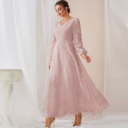Elegant V Neck Floral Maxi Dress in - by Malbusaat