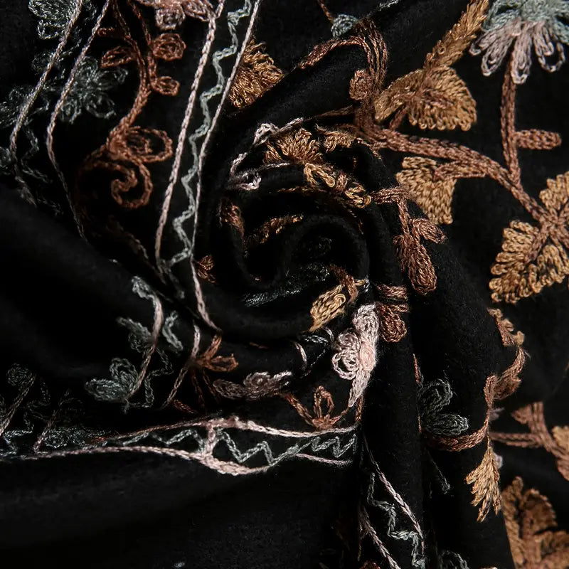 Shop Elegant Warm Tassel Scarf in Black by Malbusaat, versatile Scarves at Malbusaat. Ready-made desi suits, Pakistani designer dresses online UK.