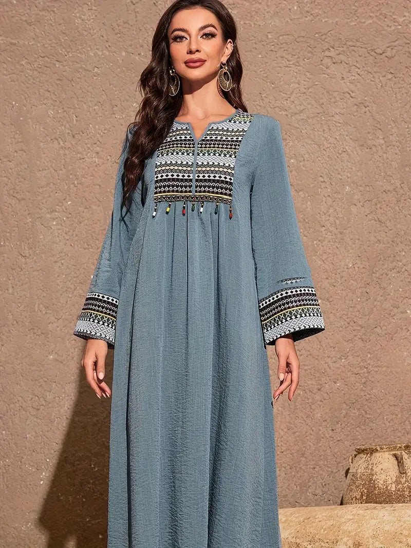 Shop Ethnic Pattern Loose Maxi by Malbusaat, versatile Maxi Dress at Malbusaat. Ready-made desi suits, Pakistani designer dresses online UK.