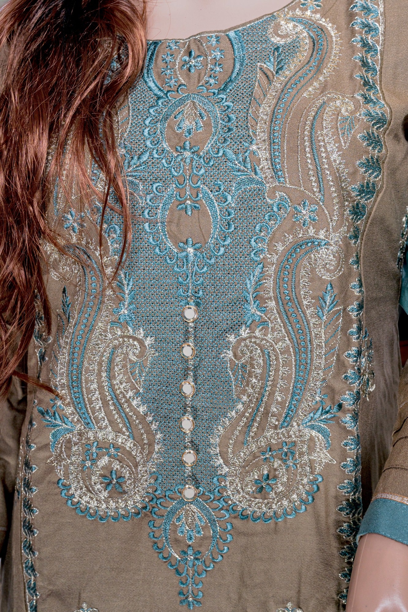 SEMI-FORMAL EMBROIDERED LINEN DRESS Pakistani Pakistani Dresses malbusaat.co.uk