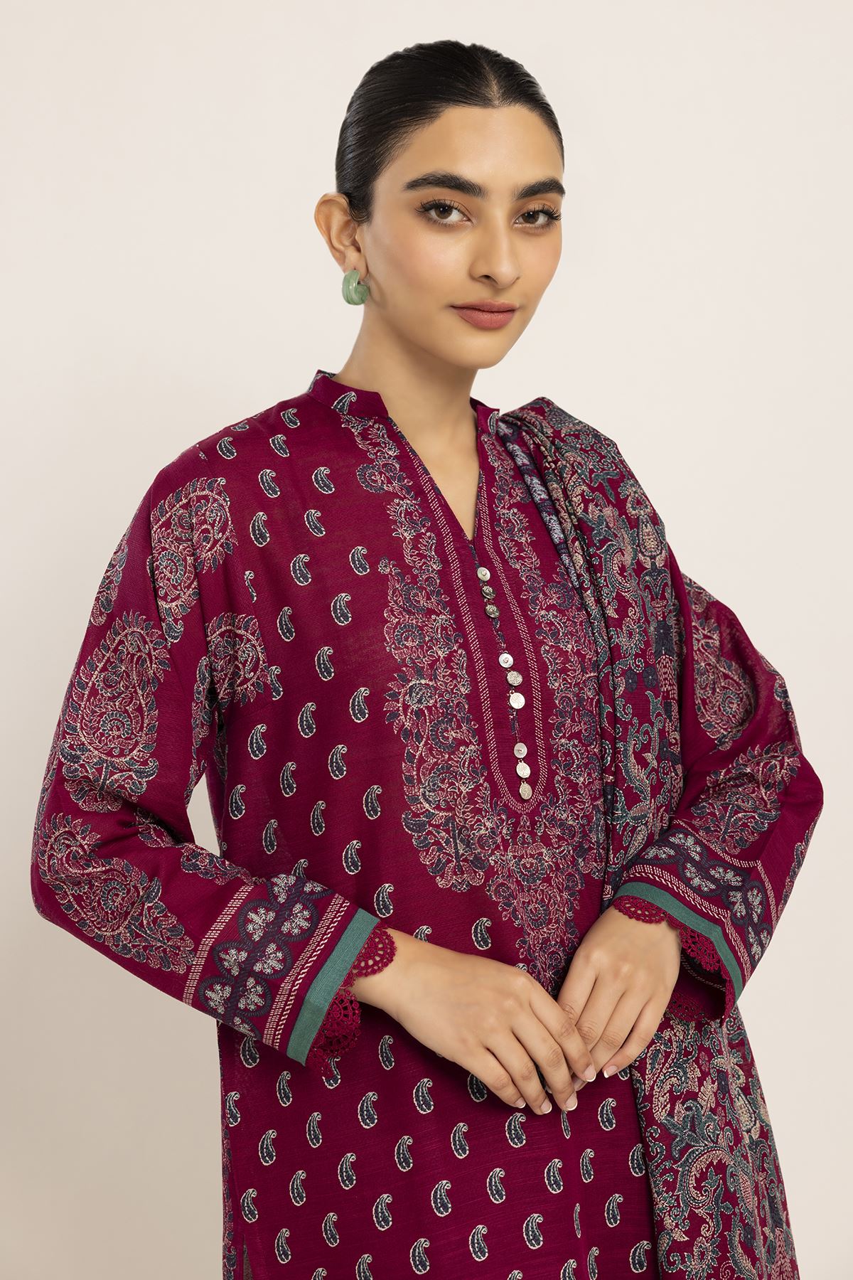 Shop Fabrics 2 Piece Top Dupatta Unstitched by Malbusaat, versatile  at Malbusaat. Ready-made desi suits, Pakistani designer dresses online UK.