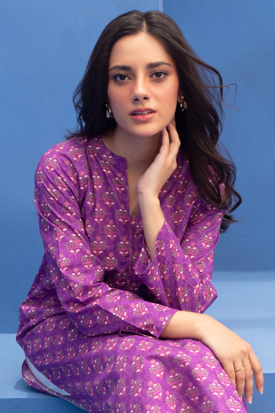 Floral Printed Kurta in - Pakistani Dresses by Malbusaat