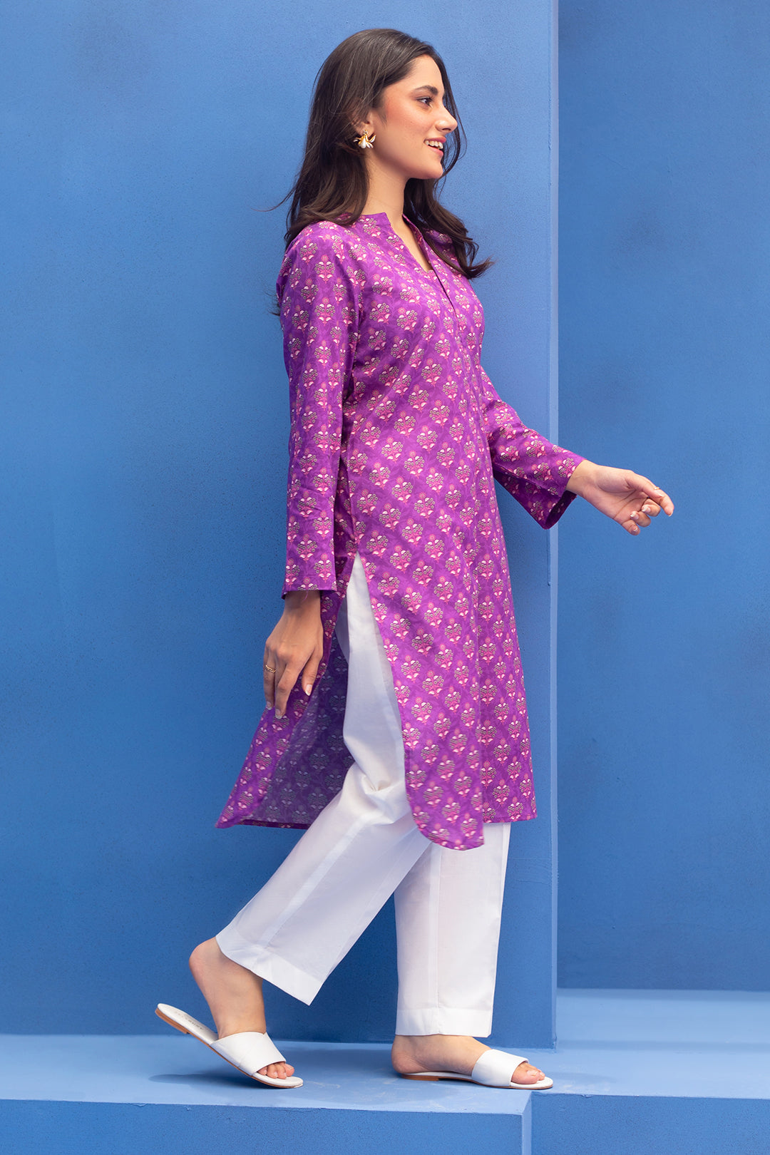 Floral Printed Kurta in - Pakistani Dresses by Malbusaat