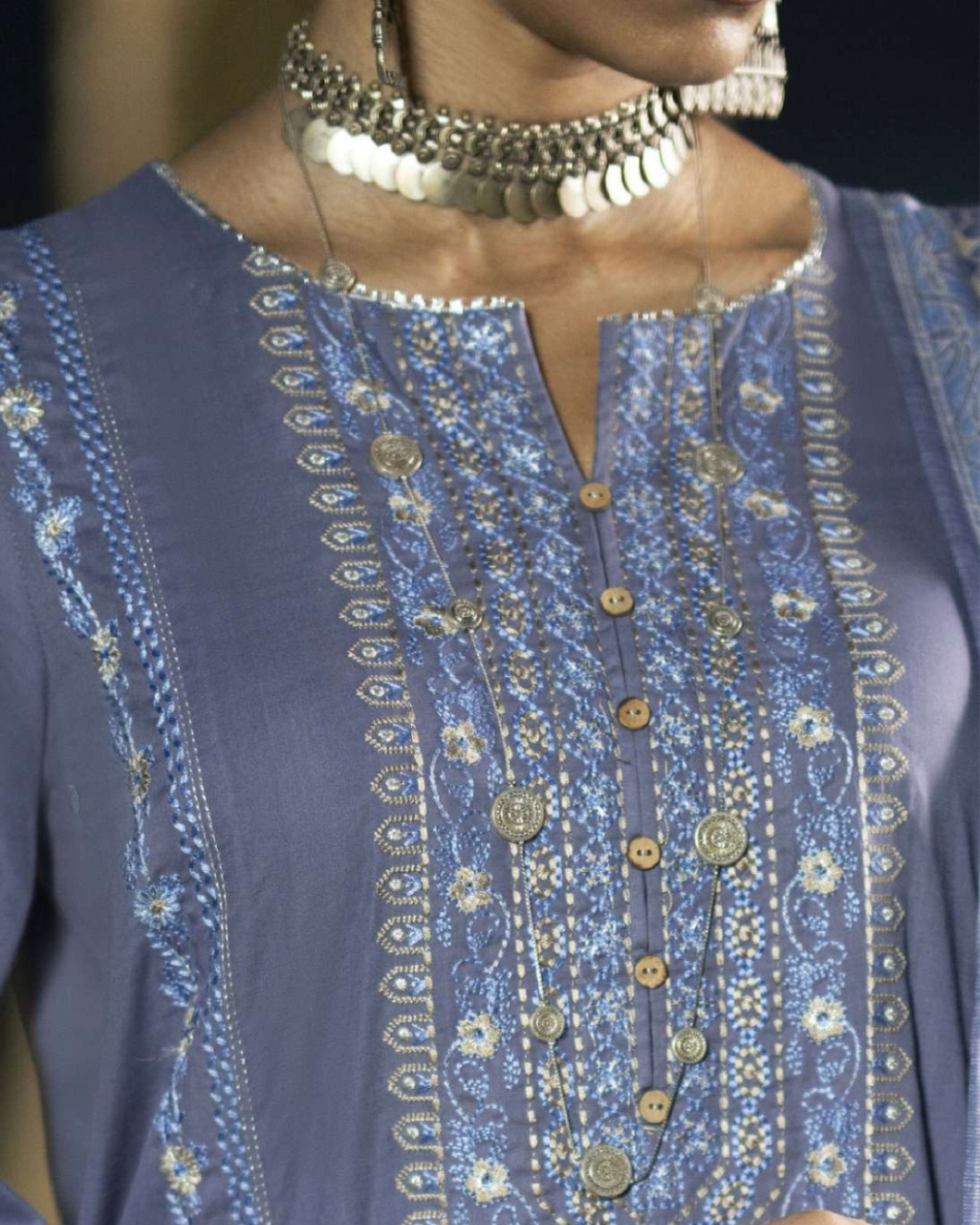 Shop Lavender Linen 3-Piece Dress by Malbusaat, versatile Pakistani Dresses at Malbusaat. Ready-made desi suits, Pakistani designer dresses online UK.