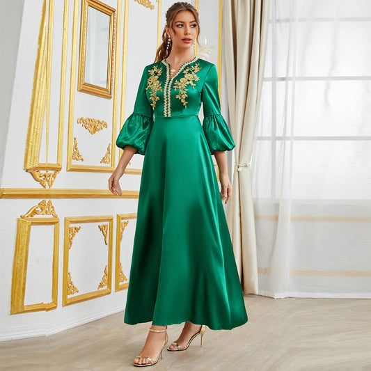 Elegant Women's Applique Abaya Maxi in - by Malbusaat