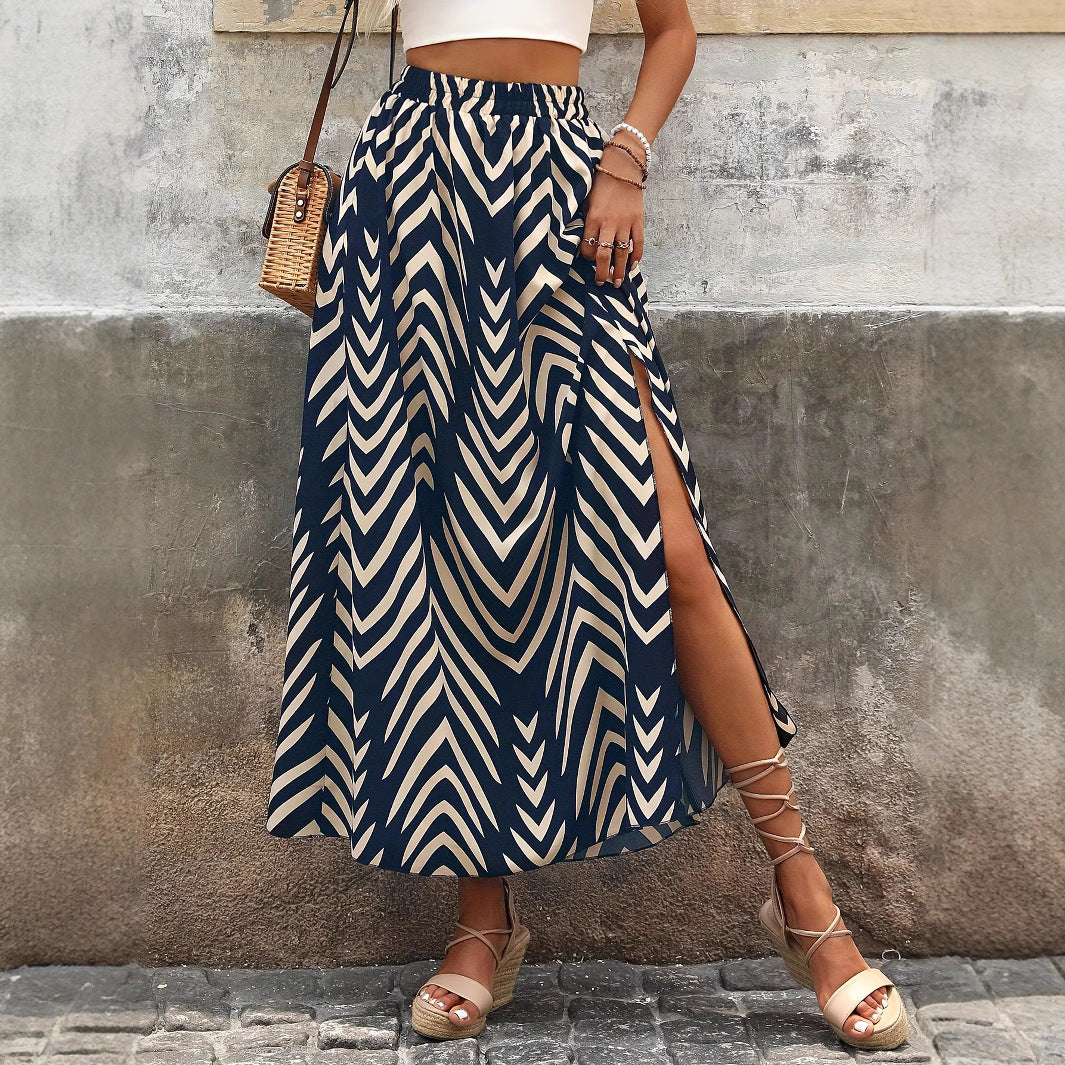Boho Chevron Print Maxi Skirt
