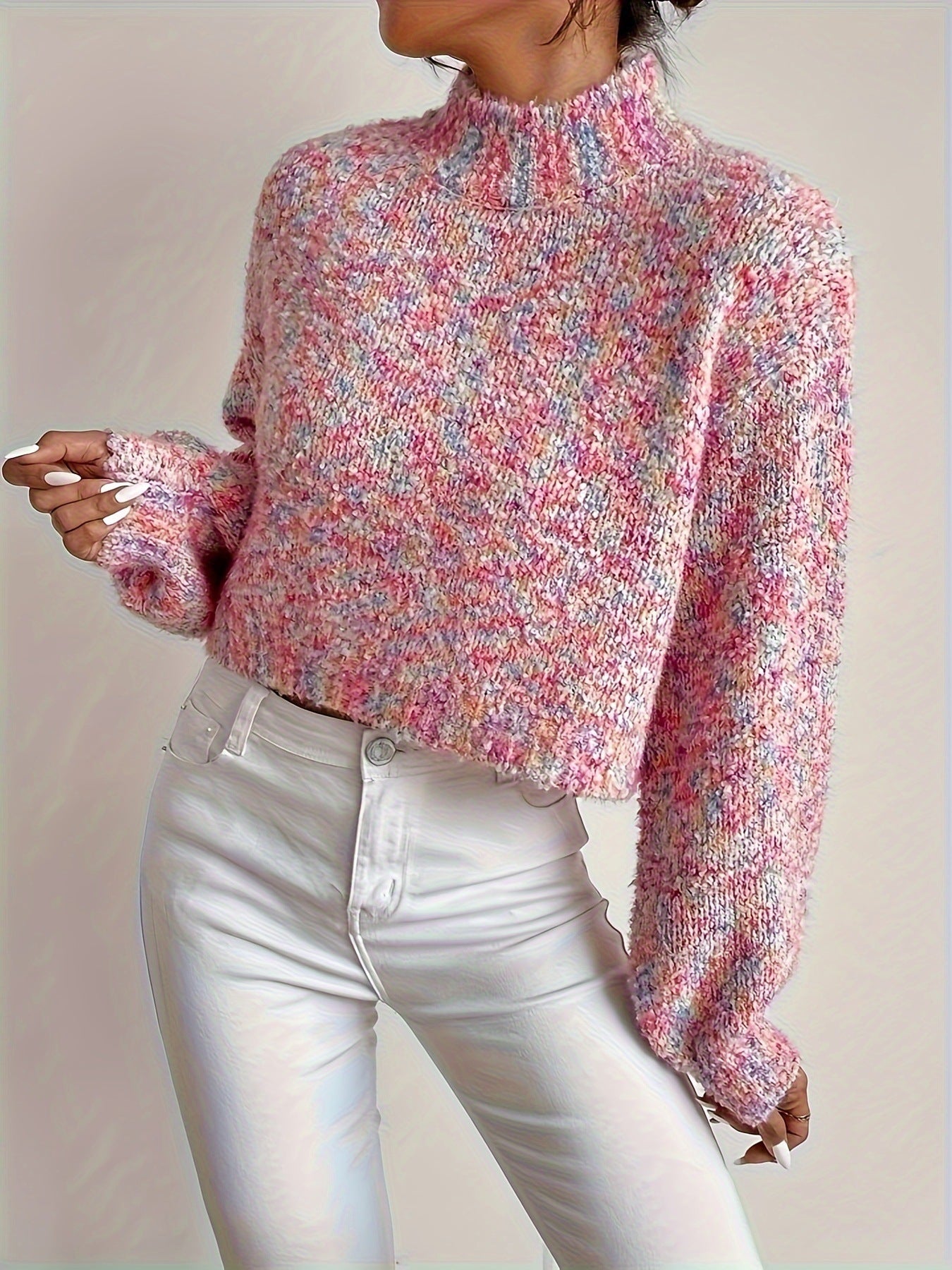 Pink Mock Neck Sweater