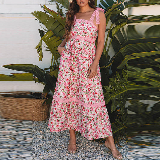 Floral Lace Patchwork Maxi Dress
