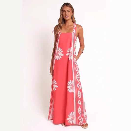 Graphic Print A Line Sling Dress