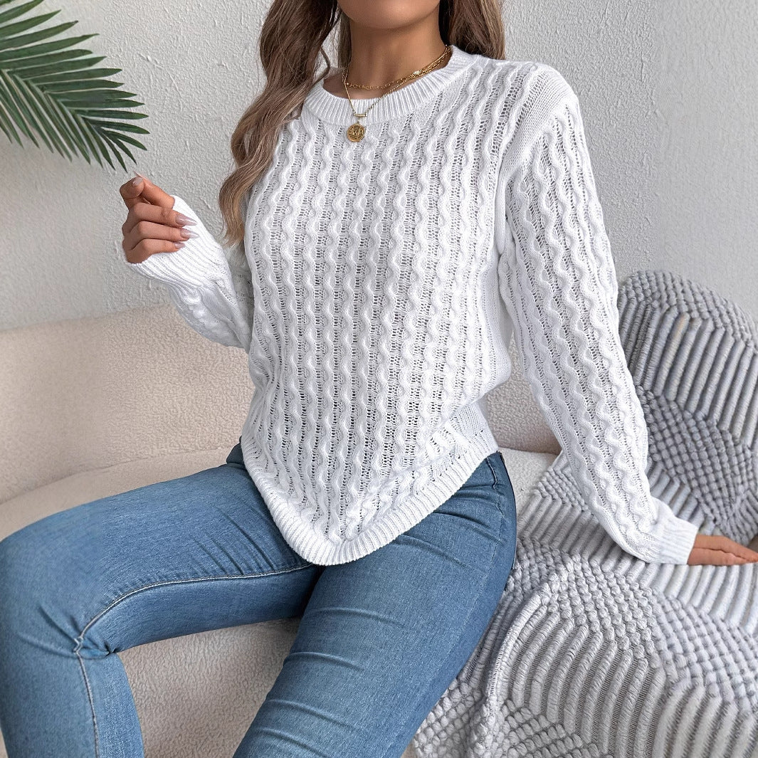 Twist Lantern Sleeve Asymmetric Sweater