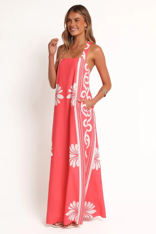 Graphic Print A Line Sling Dress