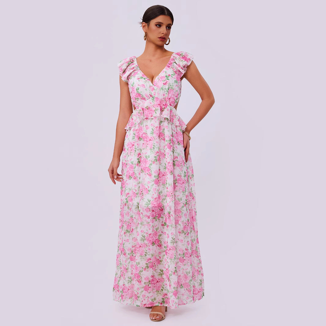 Floral Maxi Dress in - by Malbusaat
