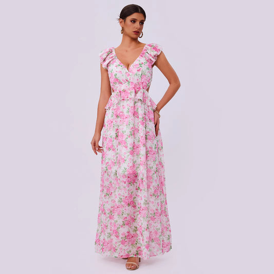 Floral Maxi Dress in - by Malbusaat