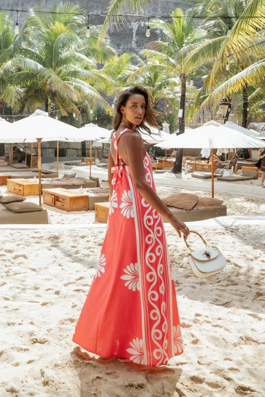 Graphic Print A Line Sling Dress