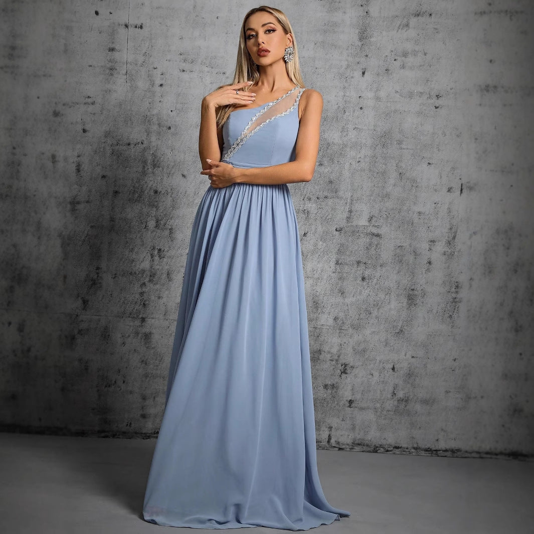 Elegant One-Shoulder Sequin Maxi