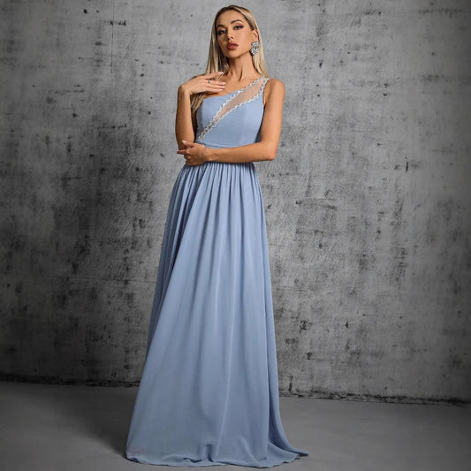 Elegant One-Shoulder Sequin Maxi in - by Malbusaat