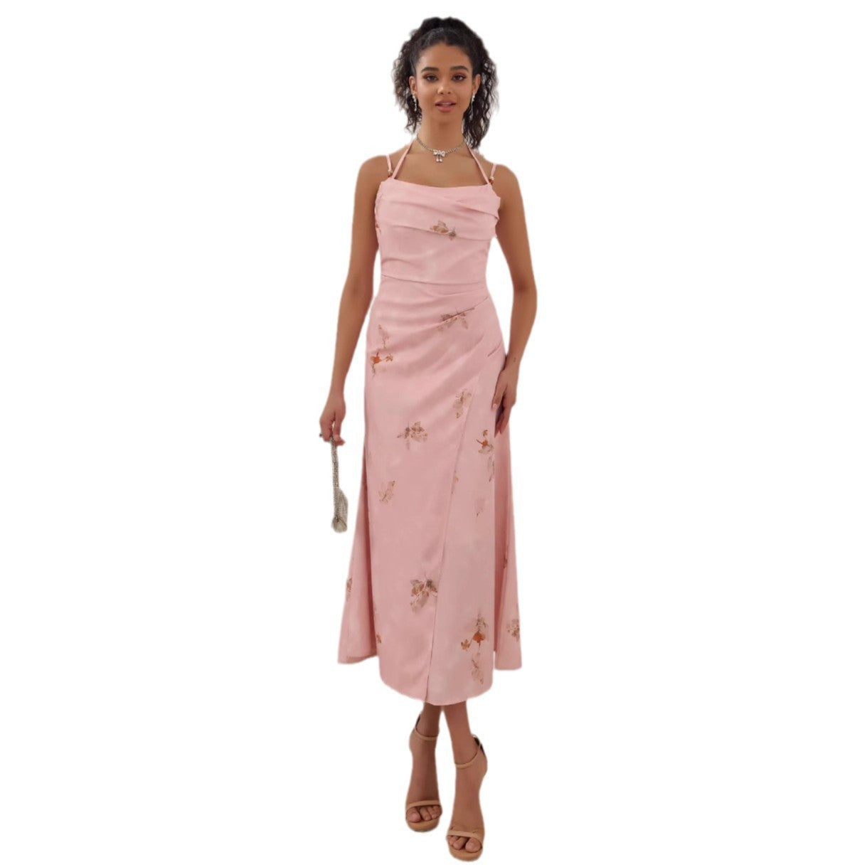 Elegant Sling Dress in Pink - by Malbusaat