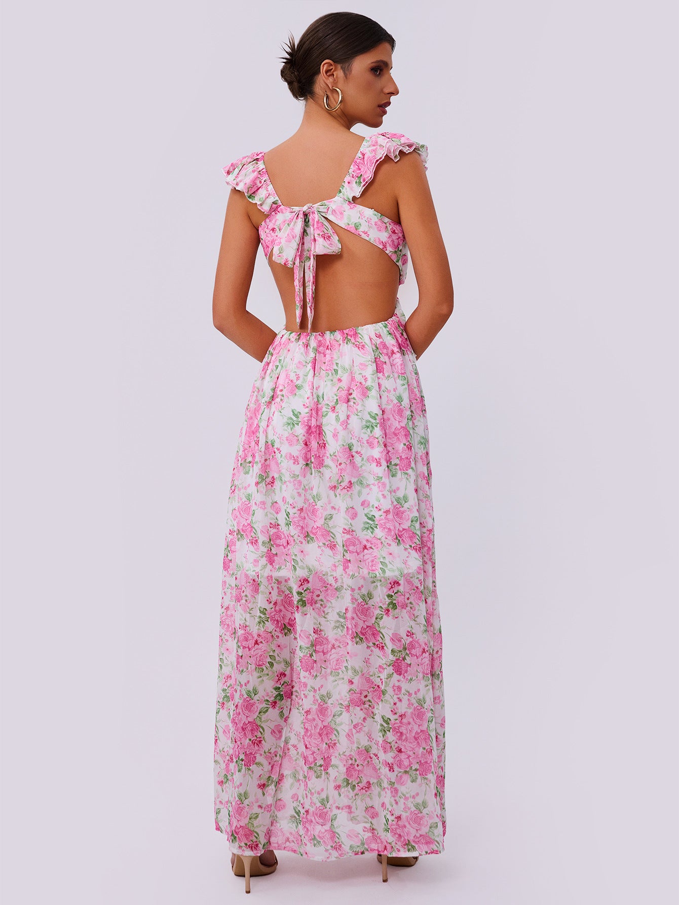 Floral Maxi Dress in - by Malbusaat