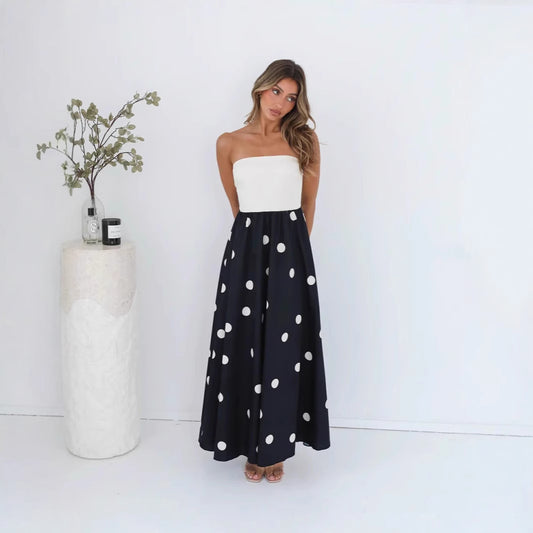 Strapless Polka Dot Swing Maxi