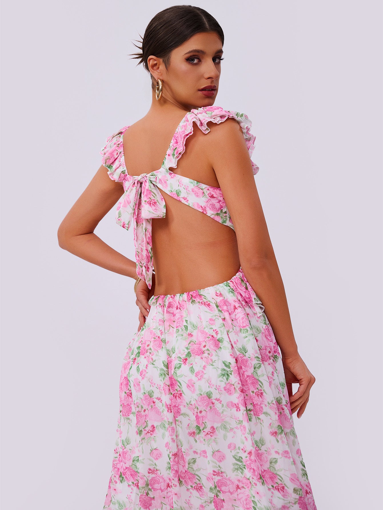 Floral Maxi Dress in - by Malbusaat