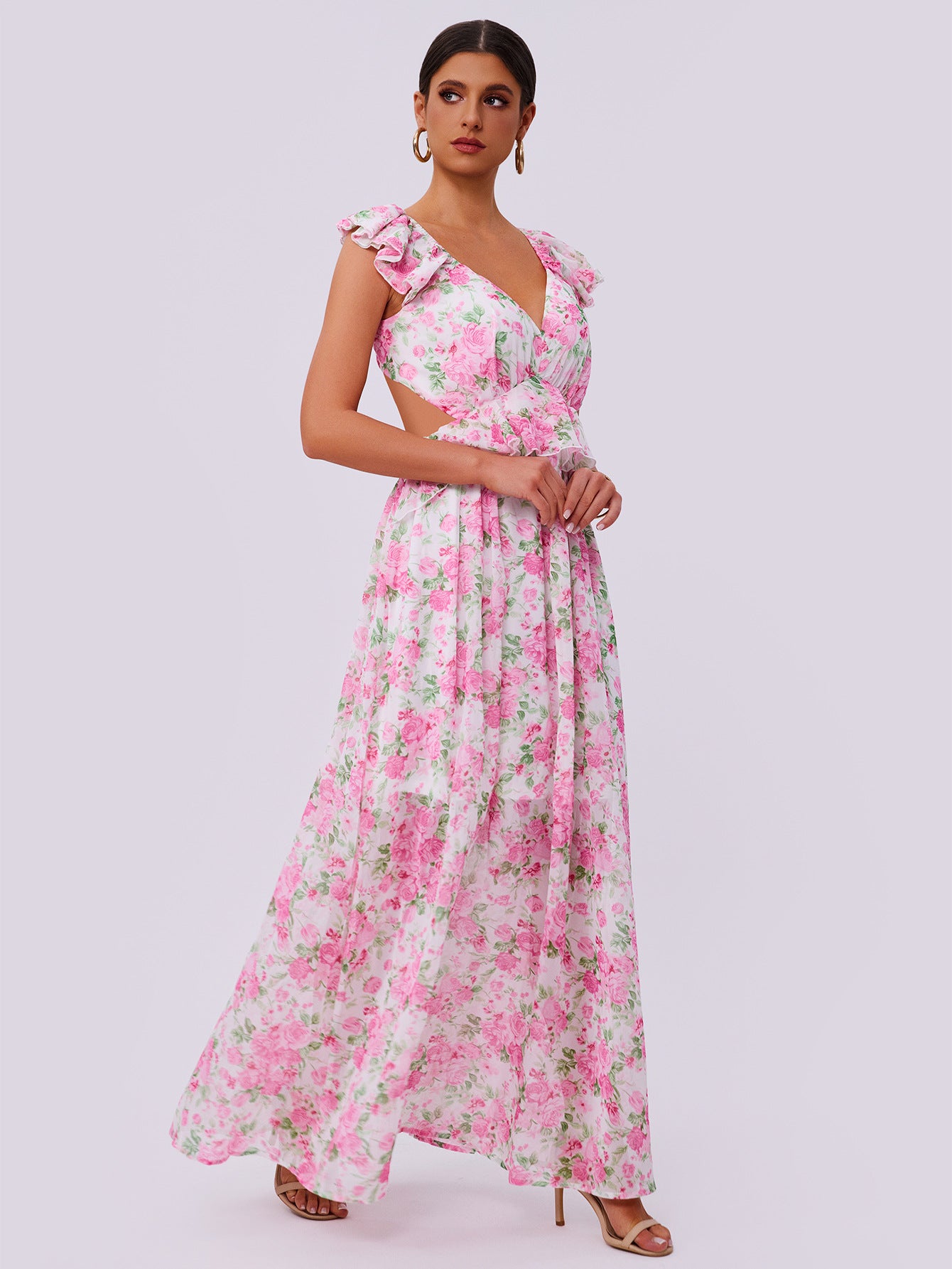 Floral Maxi Dress in - by Malbusaat