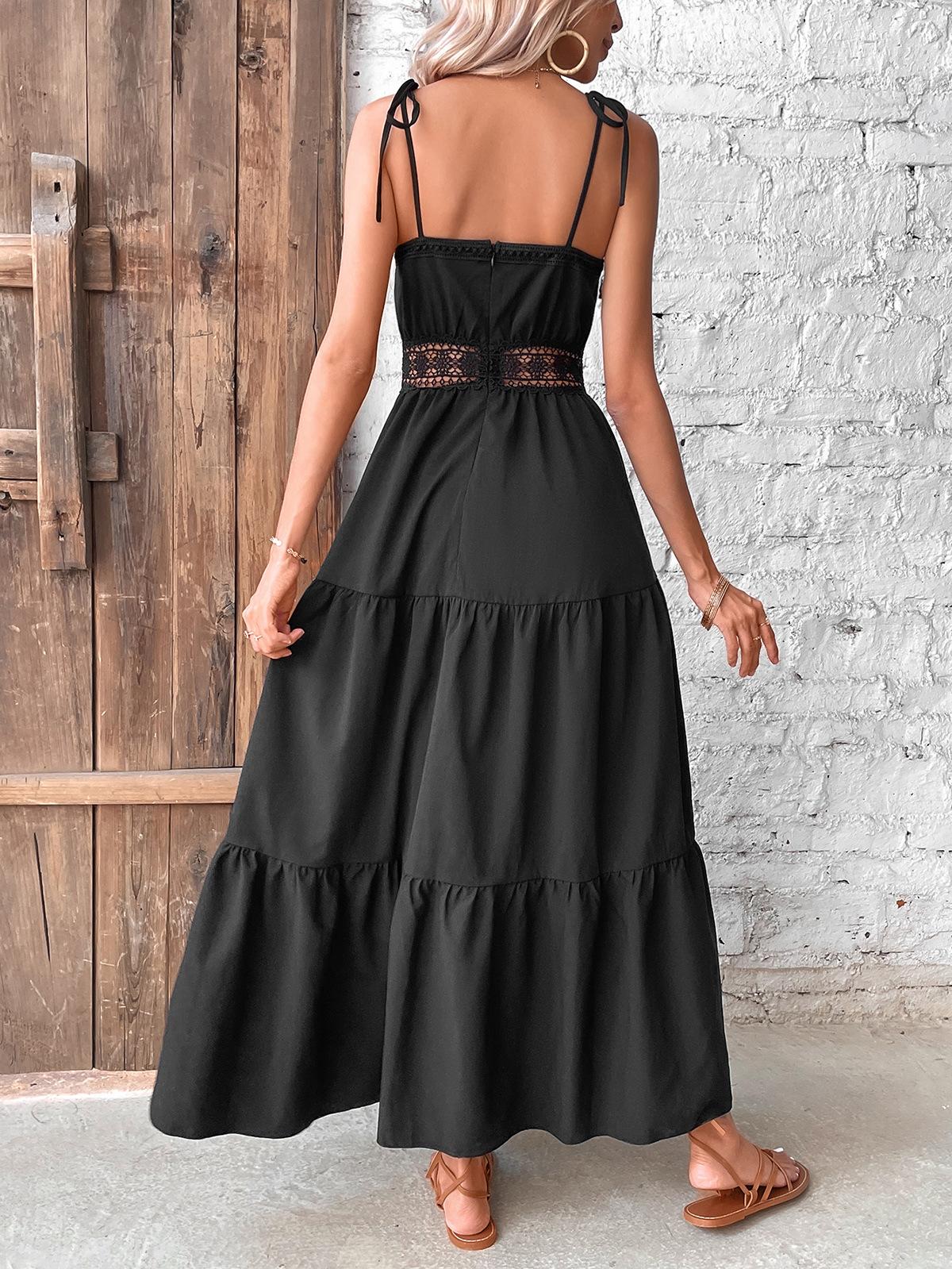 Black Camisole Waist Maxi Dress a line dresses maxi dresses summer dresses malbusaat.co.uk