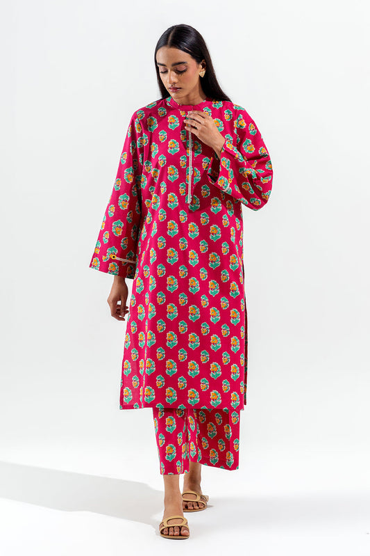 Printed Lawn Suit with Culotte Pants in - Pakistani Dress by Malbusaat
