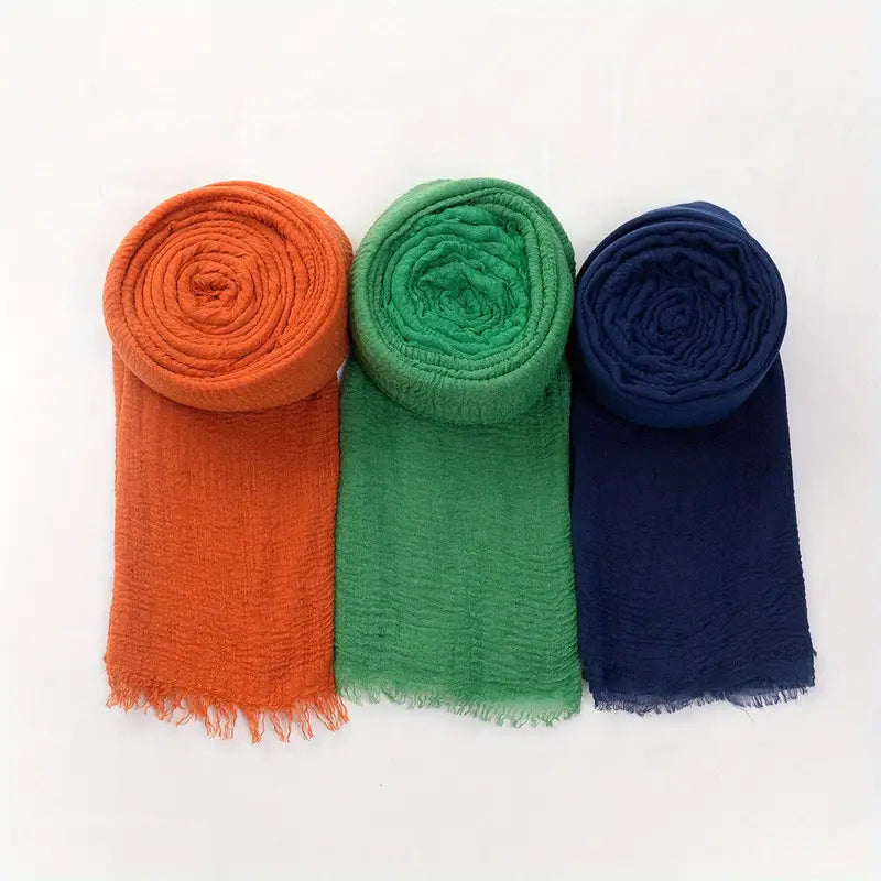 Shop Simple Pressed Wrinkle Scarves Set by Malbusaat, versatile Scarves at Malbusaat. Ready-made desi suits, Pakistani designer dresses online UK.