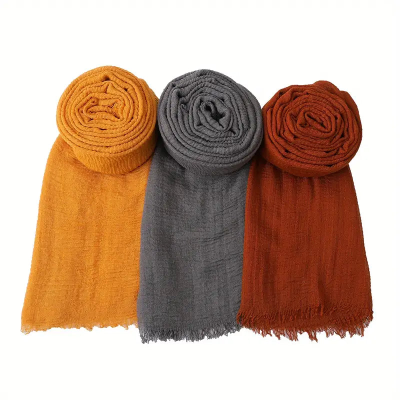 Shop Simple Pressed Wrinkle Scarves Set by Malbusaat, versatile Scarves at Malbusaat. Ready-made desi suits, Pakistani designer dresses online UK.