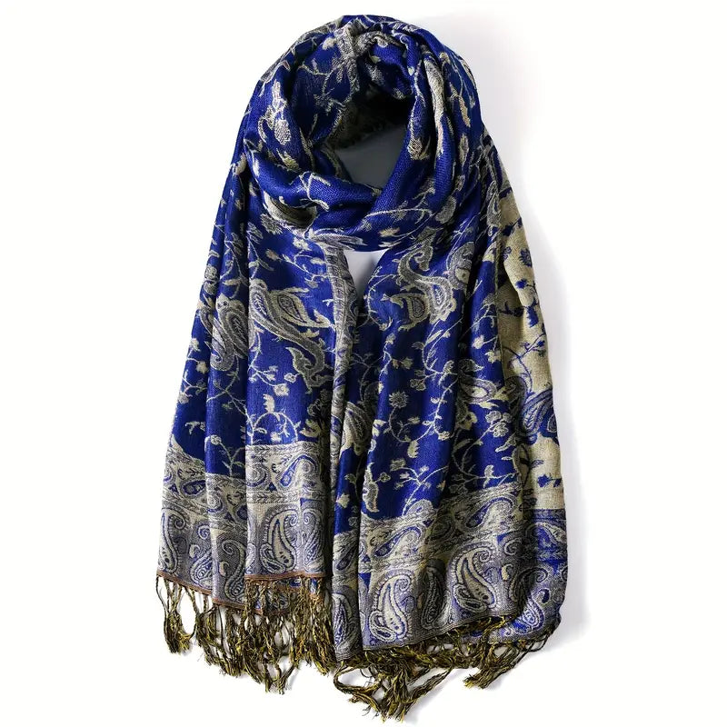 Vintage Cashmere Feeling Warm Scarf in Klein Blue - Scarves by Malbusaat