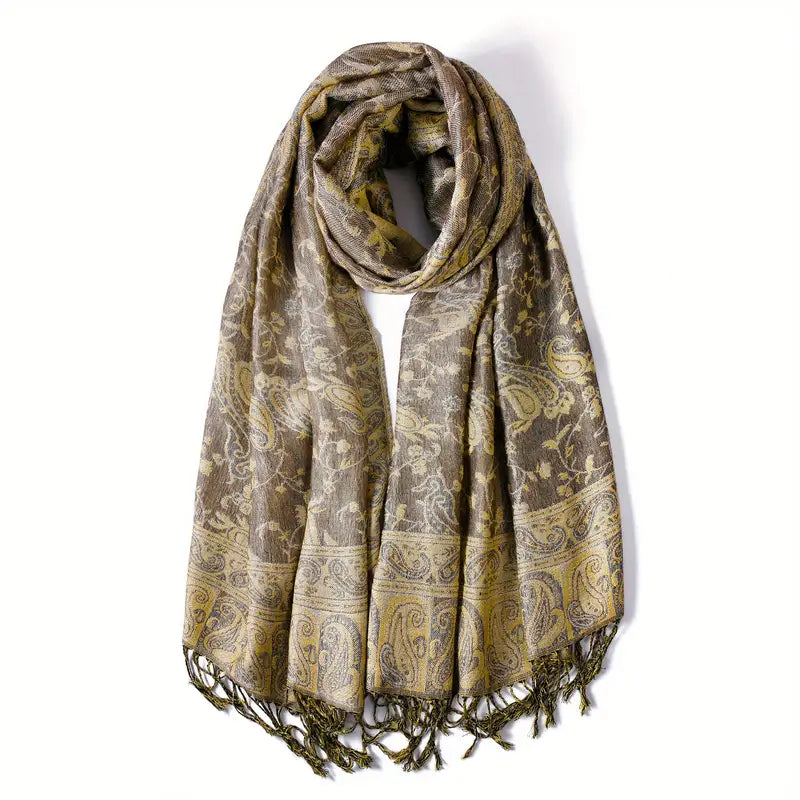 Vintage Cashmere Feeling Warm Scarf in Beige - Scarves by Malbusaat