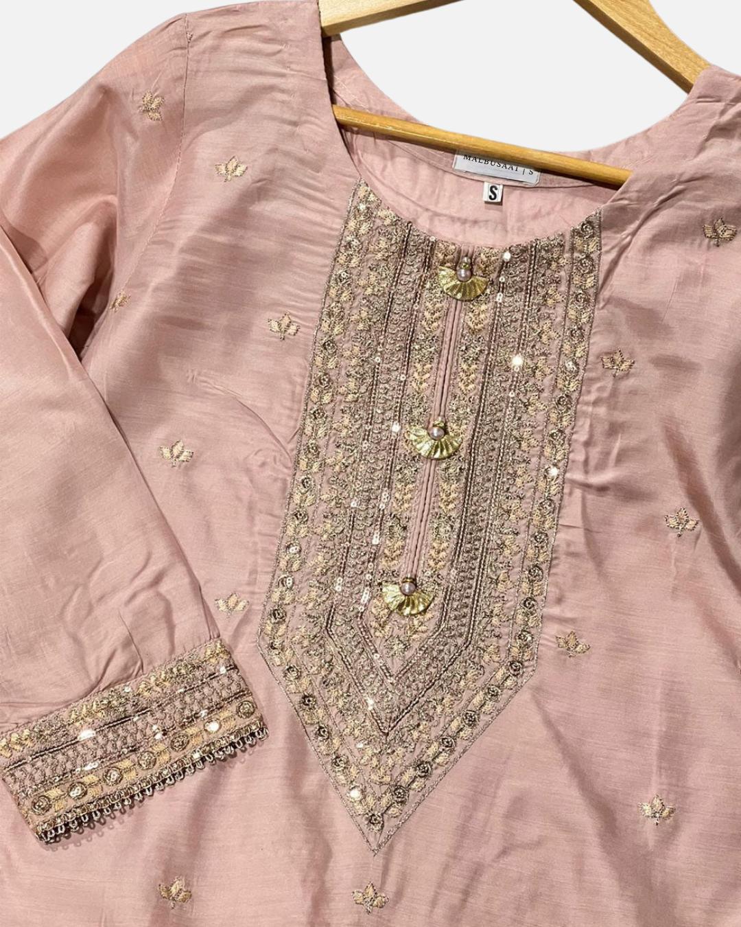 Shop Viscose Semi-Formal 3 Piece Suit by Malbusaat, versatile  at Malbusaat. Ready-made desi suits, Pakistani designer dresses online UK.