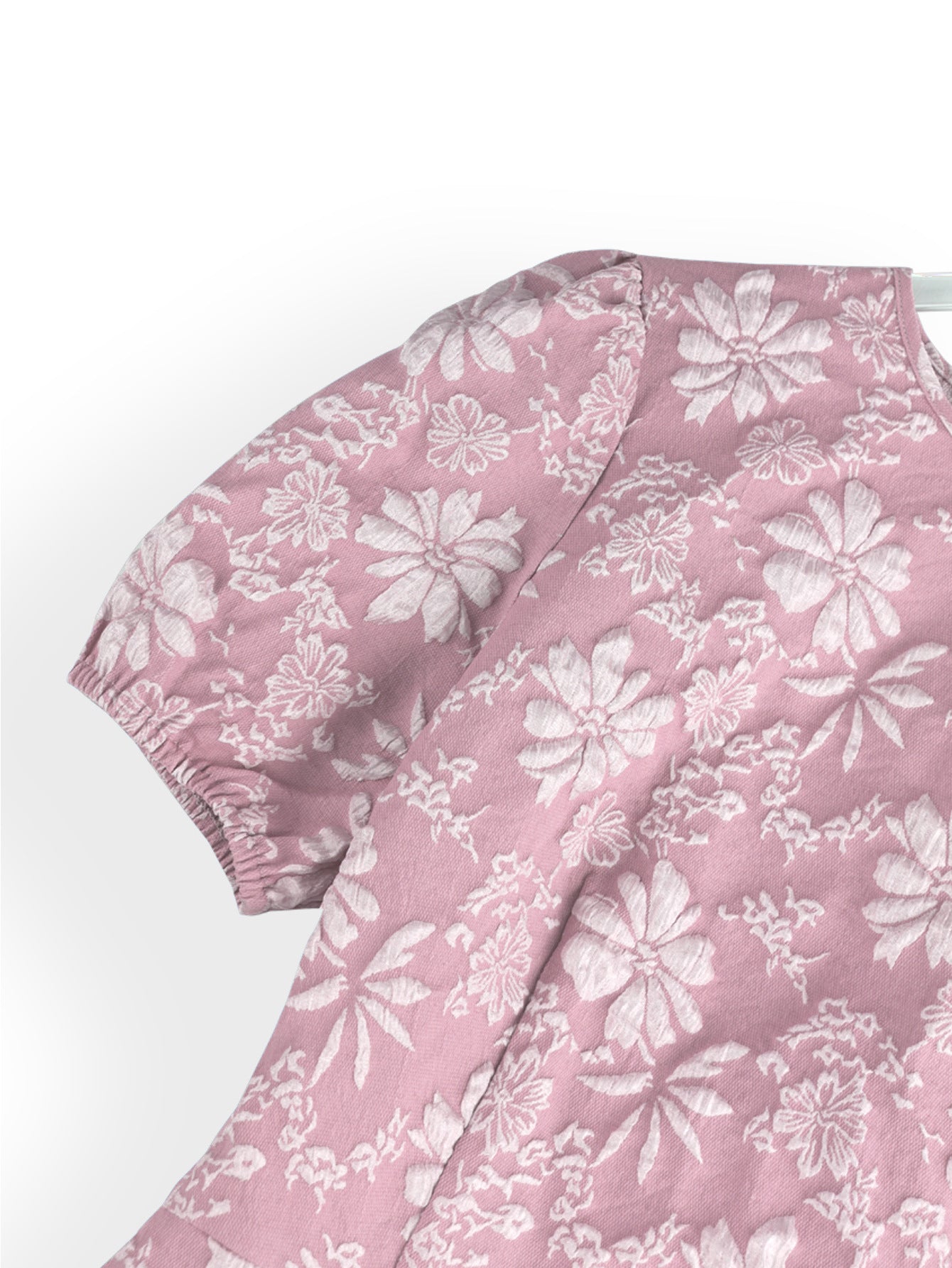Pink floral fishtail bodycon dress sleeve with white flower patterns by Malbusaat