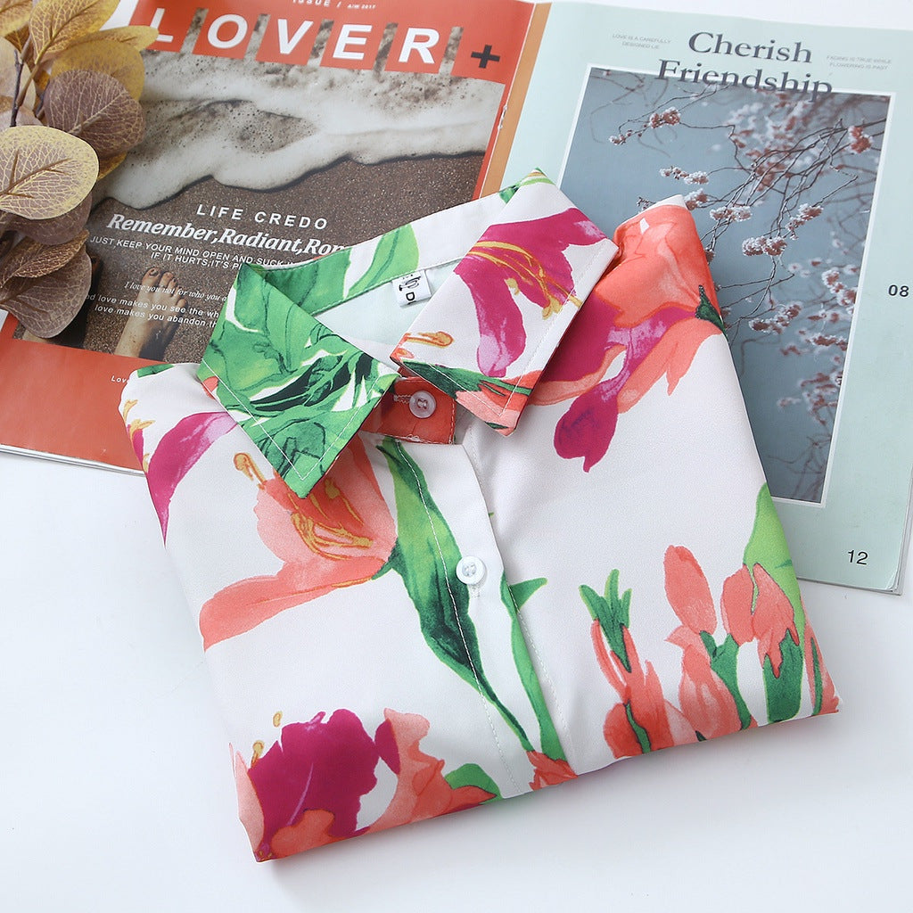 Malbusaat floral print collared shirt featuring vibrant colours and a stylish design