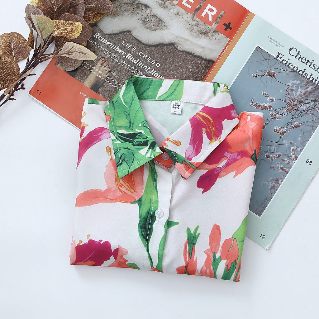 Malbusaat floral print collared shirt featuring vibrant floral patterns and a stylish neckline