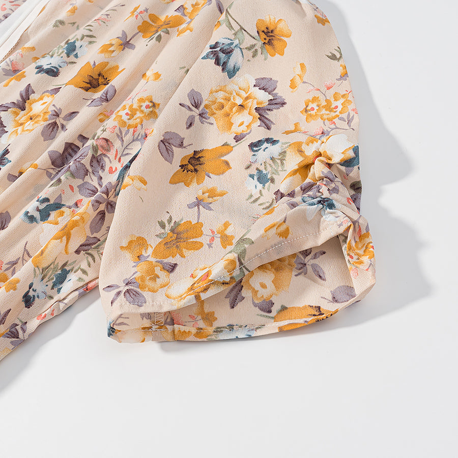 Malbusaat lace up floral pullover dress in soft fabric with vibrant flower patterns