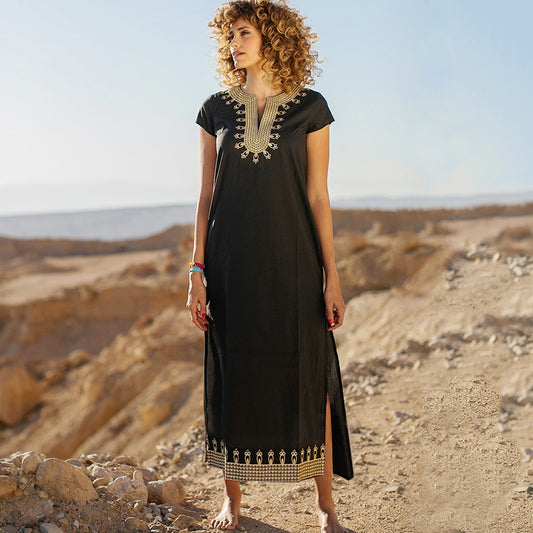 Black Long Vacation Dress in - by Malbusaat